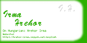 irma hrehor business card